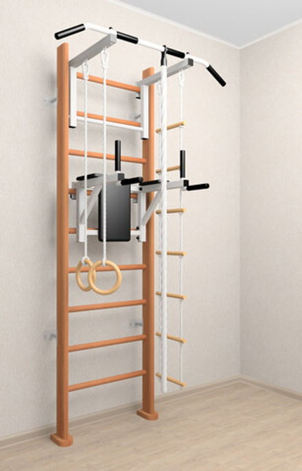 Деревянная шведская стенка Sv Sport 904о (Турник стандарт/Брусья/Канат/Кольца/Лестница)