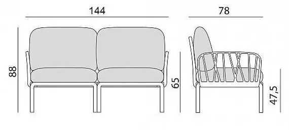 Уличный модульный диван Komodo 2, серый