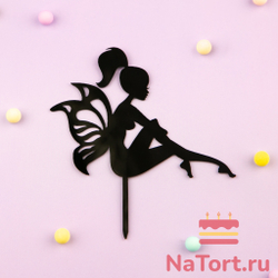 Топпер «Силуэт» фея с крыльями, черный