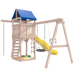 Детская площадка неокрашенная с трапецией и качелями гнездо 60 см IgroWoods для улицы и дачи