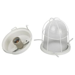 Светильник ЭРА НСП 02-100-003 с решеткой Желудь сталь стекло IP54 E27 max 100Вт 172х262х275 белый