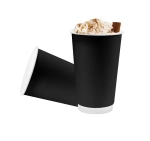 Бумажный стакан 2-х слойный 400мл. Чёрный, 500шт/кор. Лига пак