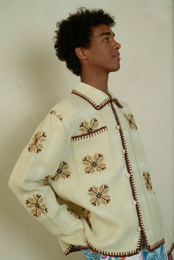 Рубашка с Коричневой Окантовкой / Brown Hem Long Sleeve бежевая - фото 6