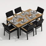 Обеденная группа Ideal Patio ТЕЛЛА  БОНТА каркас карбон, стол тик 180, ткань черная