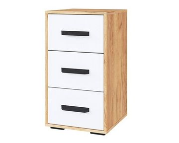 Тумба с ящиками КВАРТЕТ-13 дуб крафт золотой / белый поры дерева