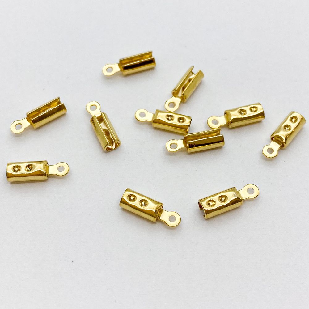 Концевик для шнура, цвет золото, сталь, размер 10*2,5 мм, цена за набор 2 шт