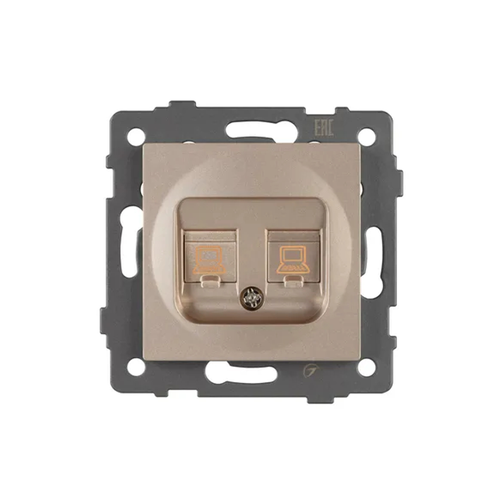 Механизм компьютерной розетки двойной SCT-MPC2-PL-GD-V (RJ-45, CAT6) (Arlight, -) 049850