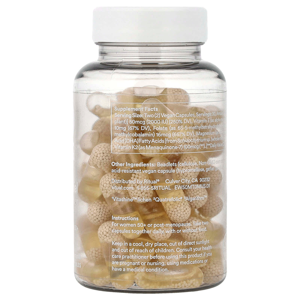 Ritual, Essential for Women, мультивитамины для женщин старше 50 лет, с мятным вкусом, 60 веганских капсул