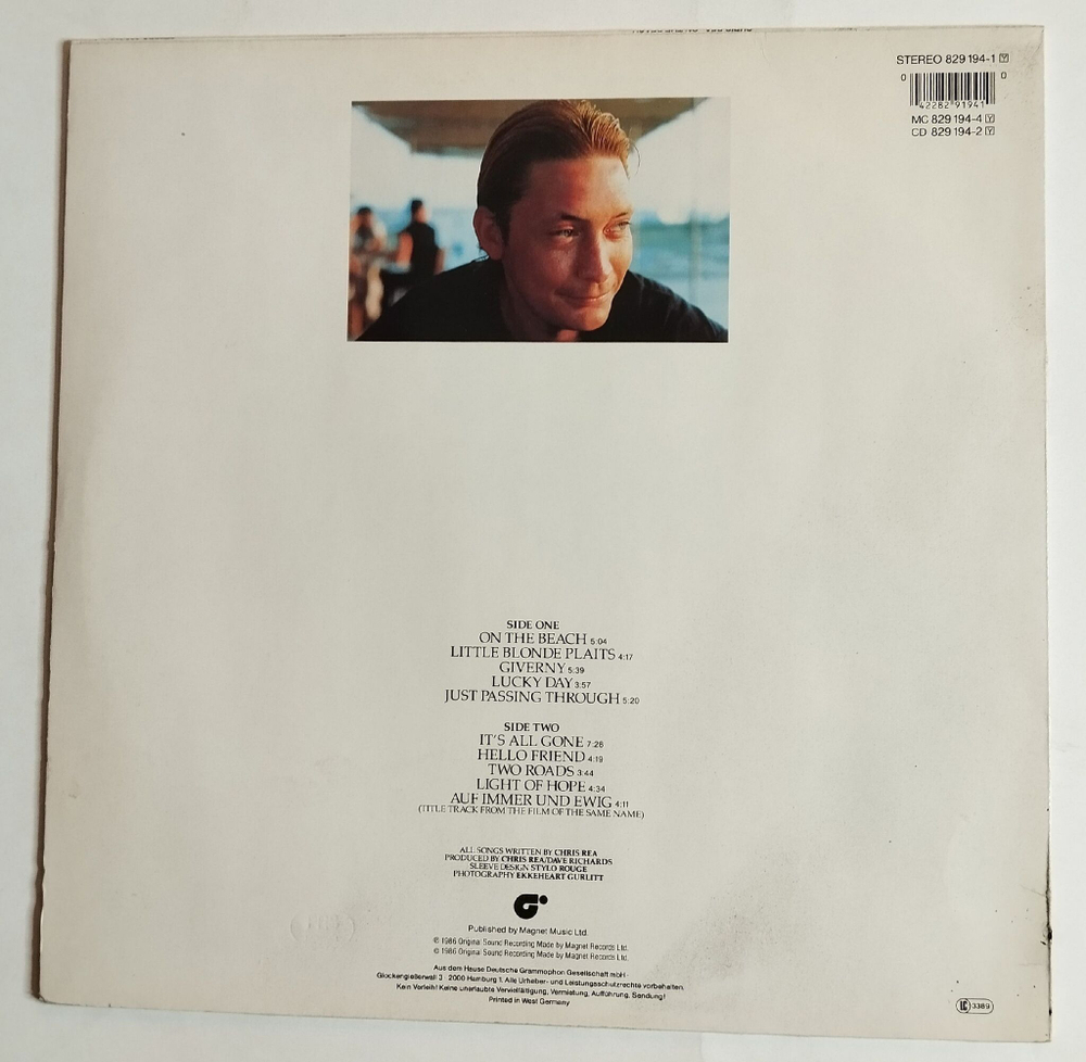 Винтажная виниловая пластинка LP Chris Rea On The Beach (Germany 1986) (Nm)