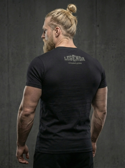 Футболка спортивная хлопковая мужская черная LEGENDA Князь