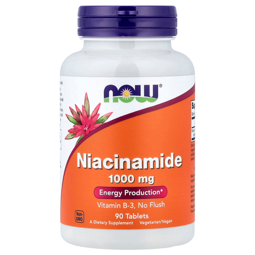 NOW Foods, никотинамид, 1000 мг, 90 таблеток
