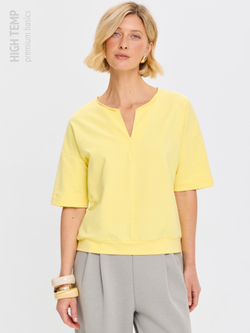 Плотная футболка из футера 2-нитки с V-вырезом HIGH TEMP