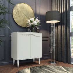 Комод Арт Колор matte Классик Сильвер с 2 полками Белый опал матовый