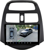 Магнитола для Chevrolet Spark M300 2009-2025+, Ravon R2 - FarCar BX3039M-360 монитор 9.5" 2K QLED на Android 13, 6Гб+128Гб, CarPlay, 4G SIM-слот, 4 камеры в комплекте