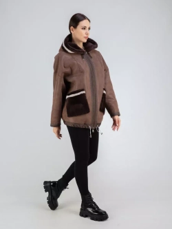 Дубленка натуральная с капюшоном двухсторонняя