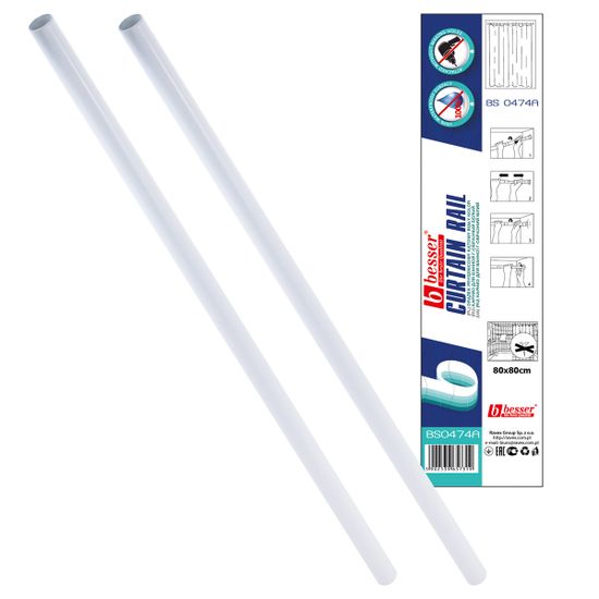 Карниз для ванной угловой Г-образный 80х80 см. Besser BS 0474A