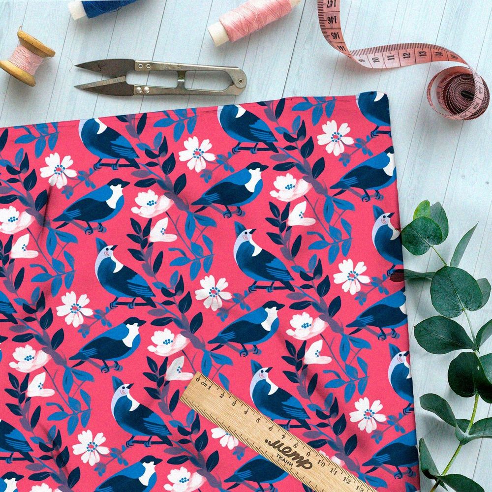 Ткань премиум сатин цветущий сад