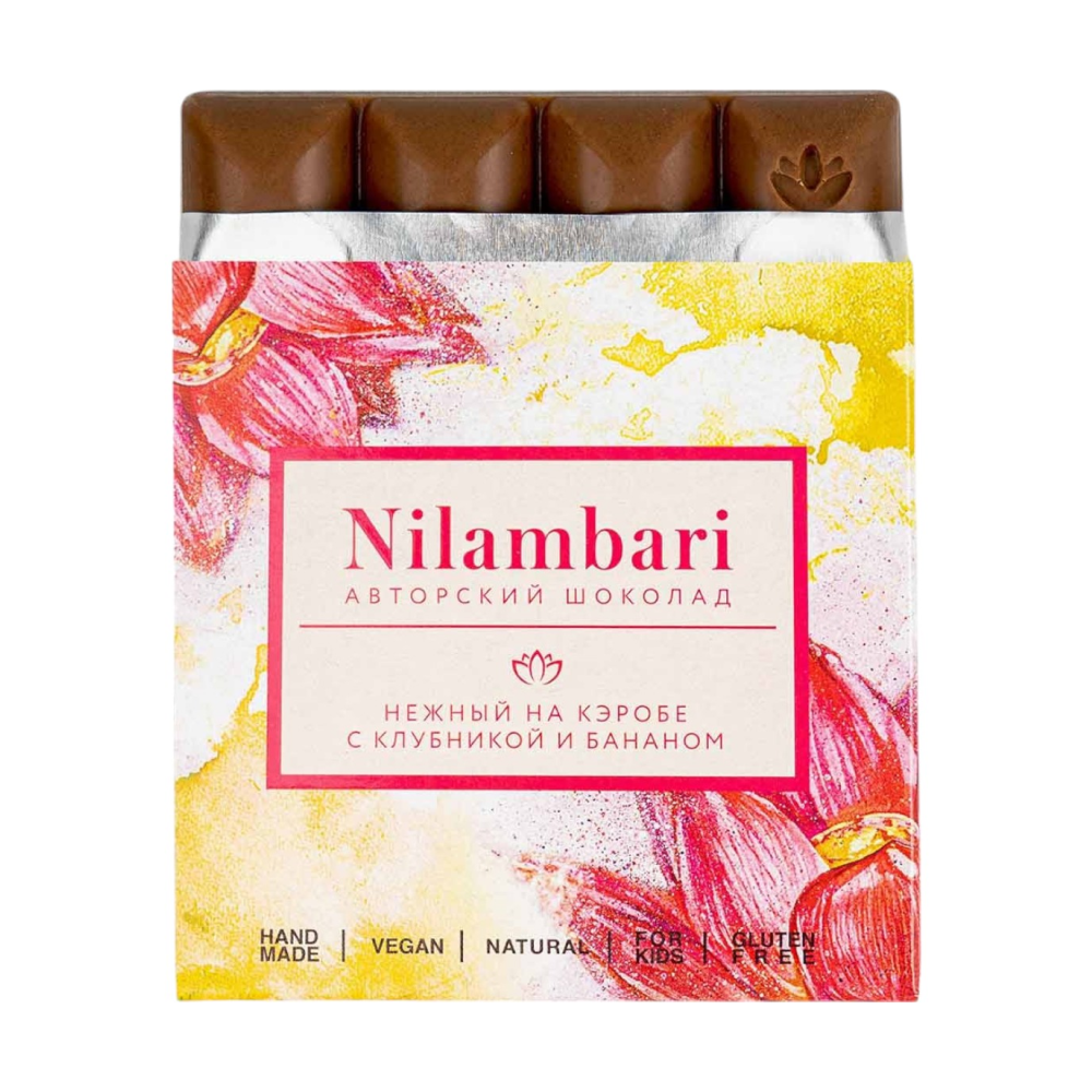 Шоколад нежный на кэробе с клубникой и бананом Nilambari, 65 г