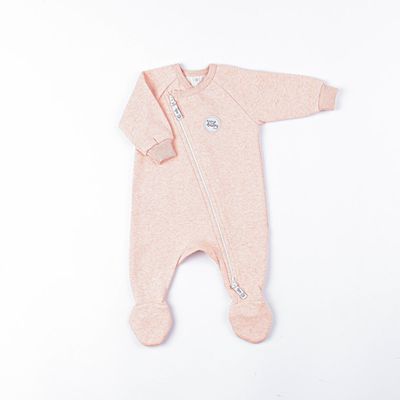 Warm hooded diagonal jumpsuit 3-18 months - Apricot Parfait