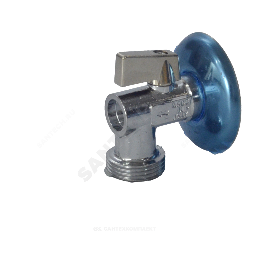 Кран шаровой латунь бытовой хром угловой R614 G1/2"х3/4" Ру10 НР переходной флажок с отражателем Giacomini R614X004