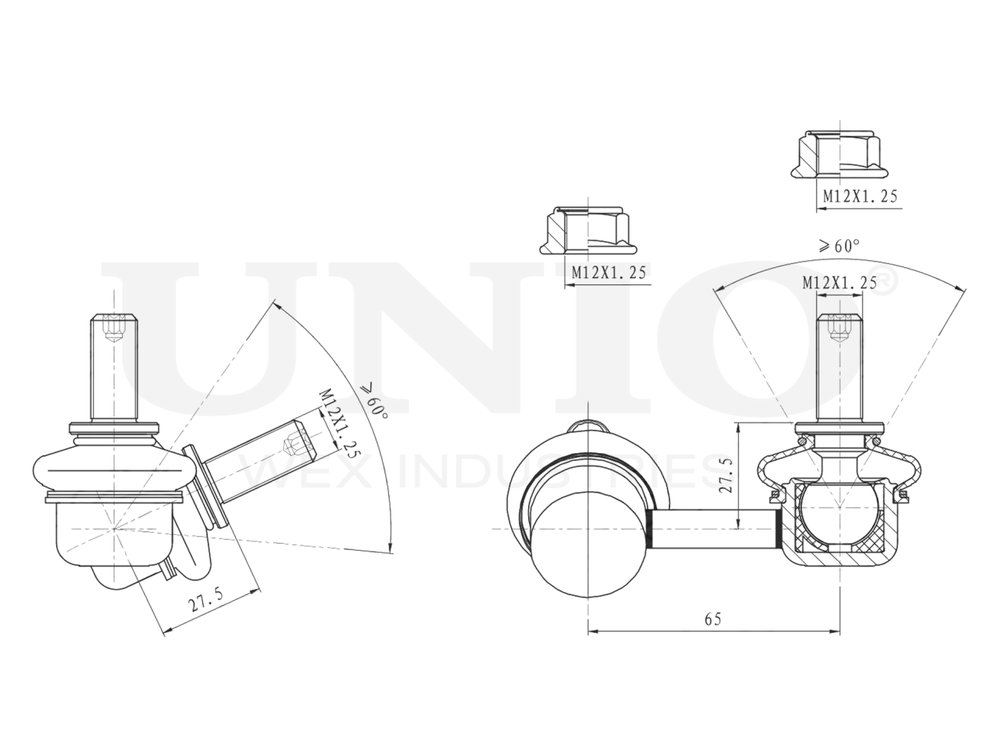 Стойка стабилизатора передняя правая UNIO SSP-50051