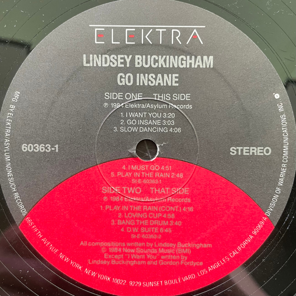 Виниловая пластинка Lindsey Buckingham ‎– Go Insane