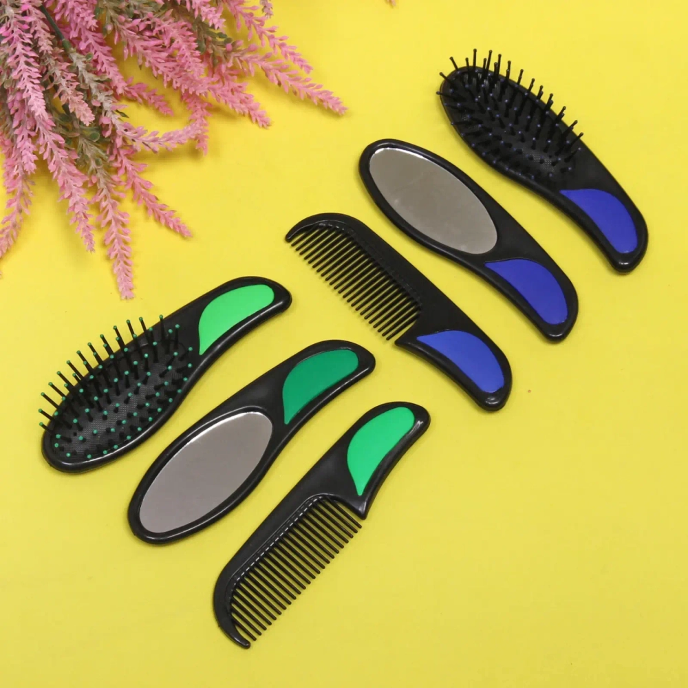 Расчески в наборе 3шт «Мини», цвет основной черный, упаковка пакет, микс 3 расцветки
