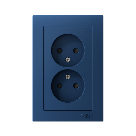 Розетка 2-м. AtlasDesign 16А без заземл. со шторками в сборе аквамарин SE ATN001122