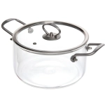 Кастрюля из боросиликатного стекла 2,5л «Хай-Тек» с металлическими ручками