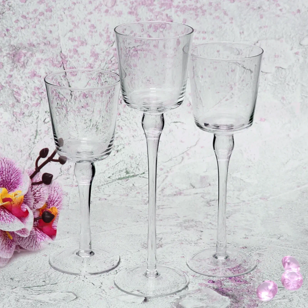 Подсвечники в наборе 3шт «Crystal» 7,5*20,23,26см