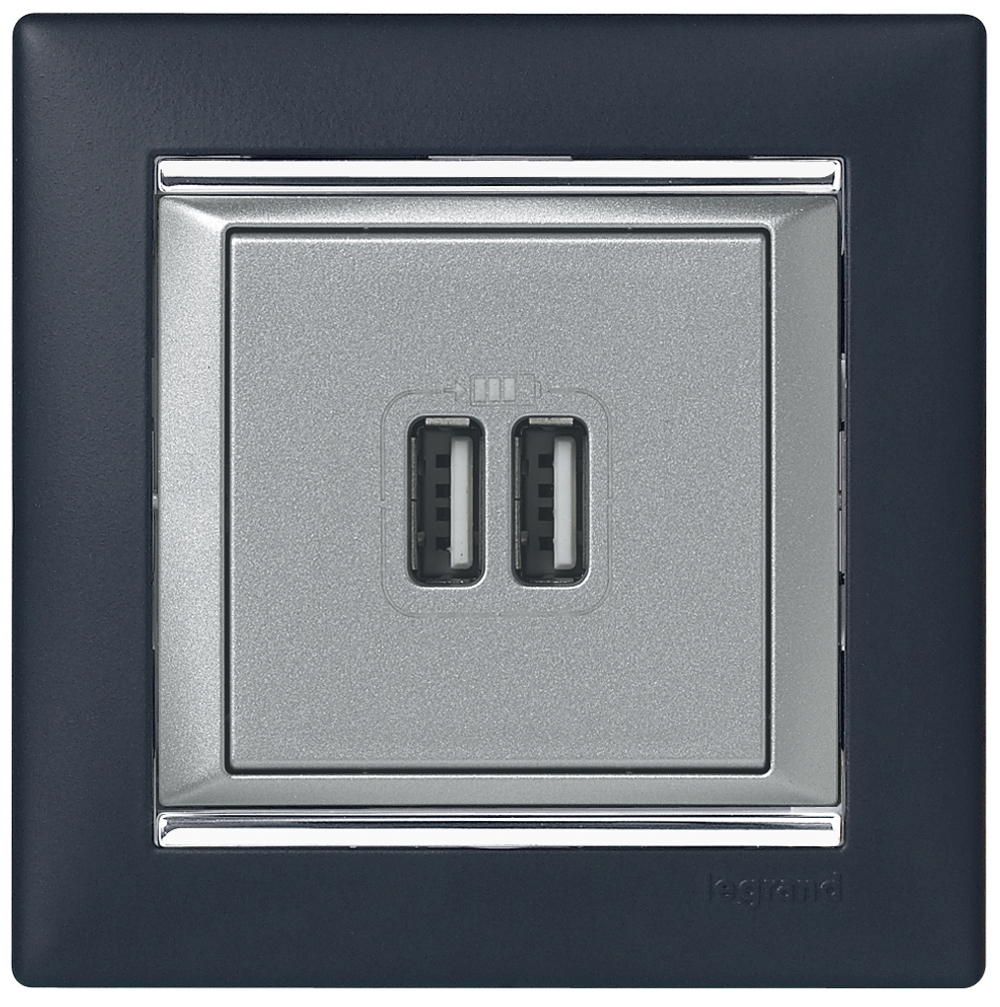 Розетка USB тип А / тип А 3000мА 15Вт - алюминий Valena Classic LEGRAND