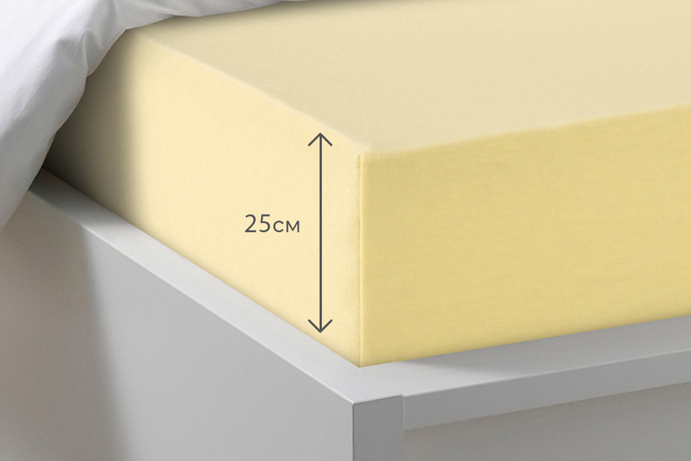 Простыня на резинке трикотаж х/б 140*200*20 нежно-желт.