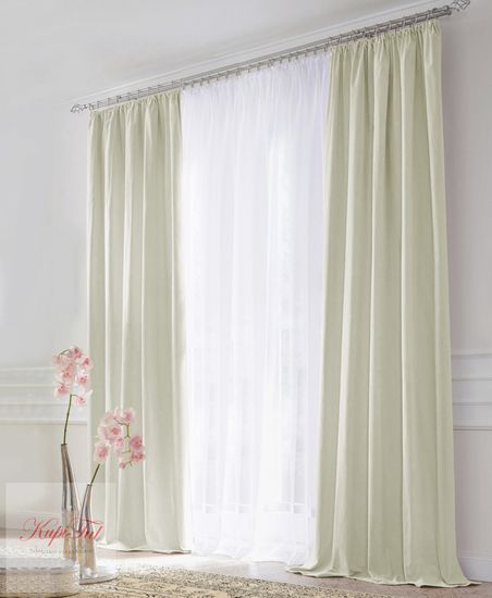 Комплект штор блэкаут (айвори) и вуаль (белый)