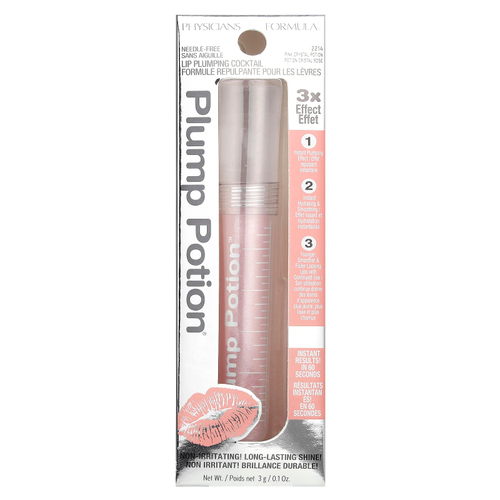 Physicians Formula, Plump Potion, безинъекционный коктейль для увеличения объема губ, Pink Crystal Potion 2214, 3 г (0,1 унции)