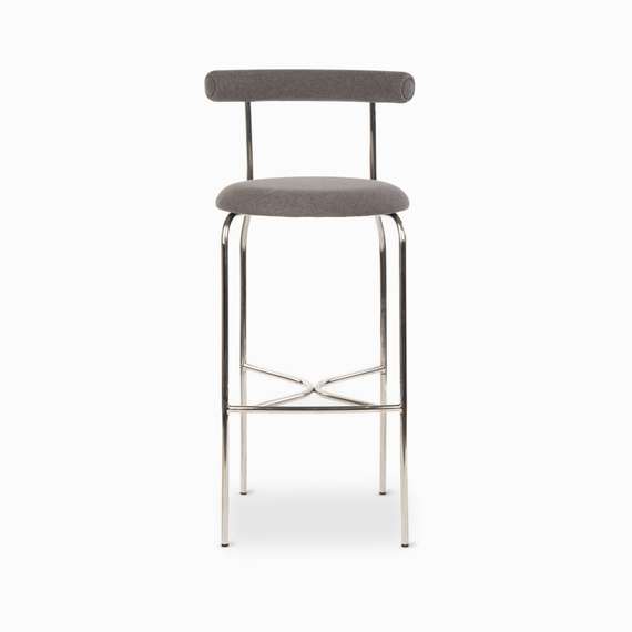 Барный стул Rider, серая ткань, ножки хром