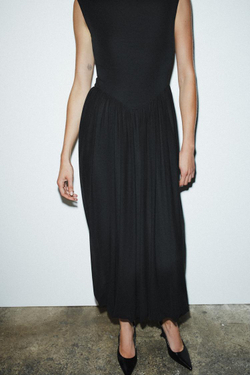 ZARAДЛИННОЕ КОМБИНИРОВАННОЕ ПЛАТЬЕ, ЧЕРНЫЙ