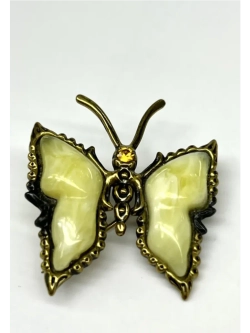 Бронзовая брошь на янтаре