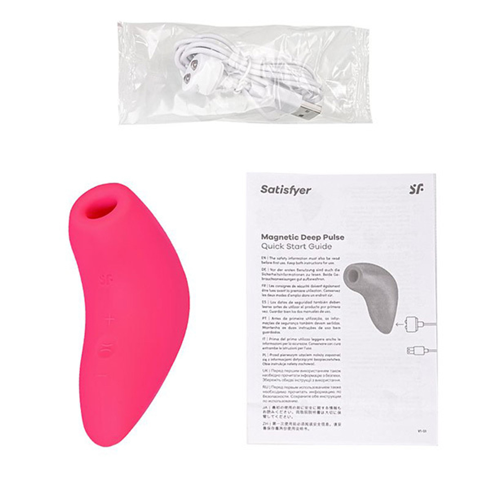 Розовый вакуум-волновой бесконтактный стимулятор клитора 11,6см Satisfyer Magnetic Deep Pulse