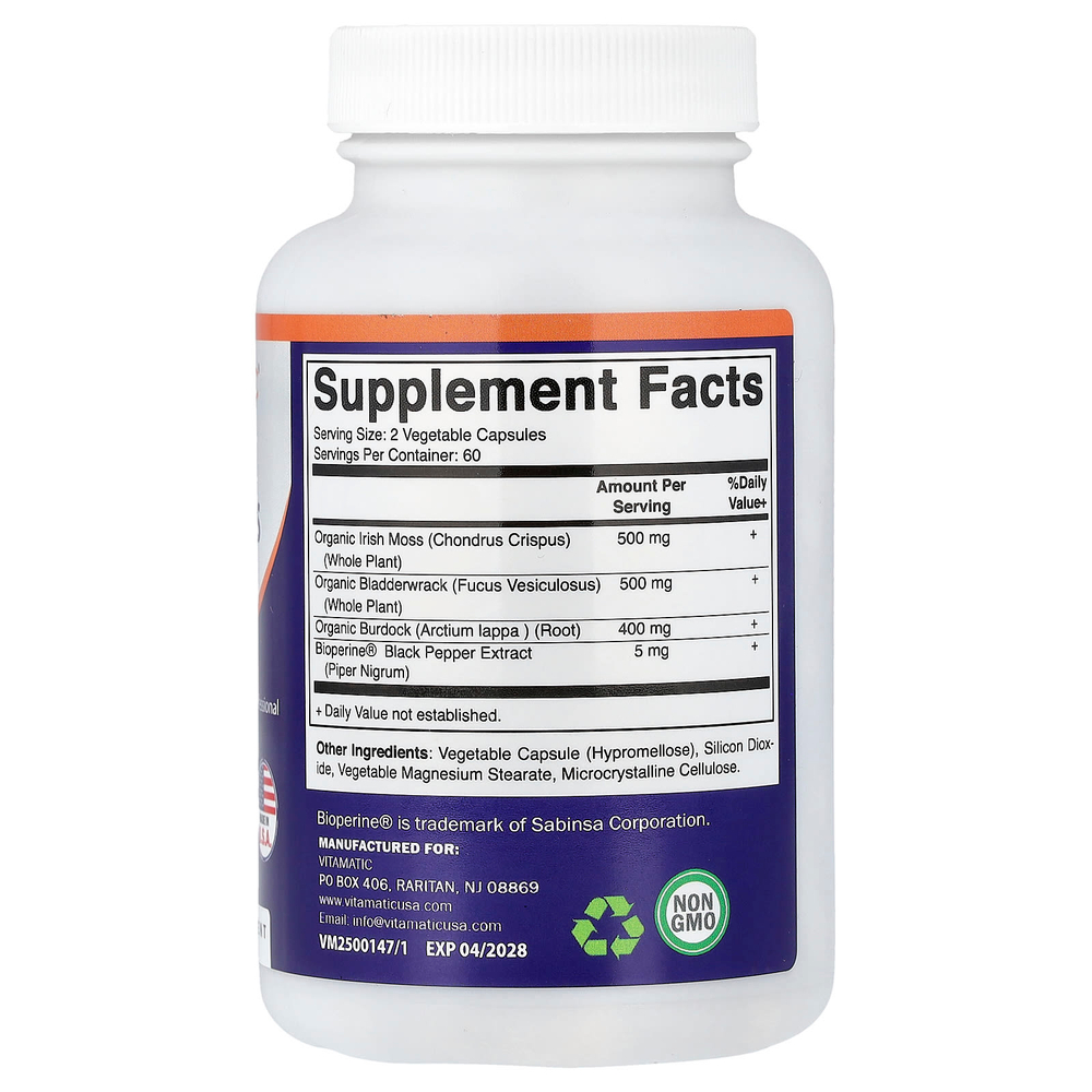 Vitamatic, Ирландский морской мох, 120 растительных капсул