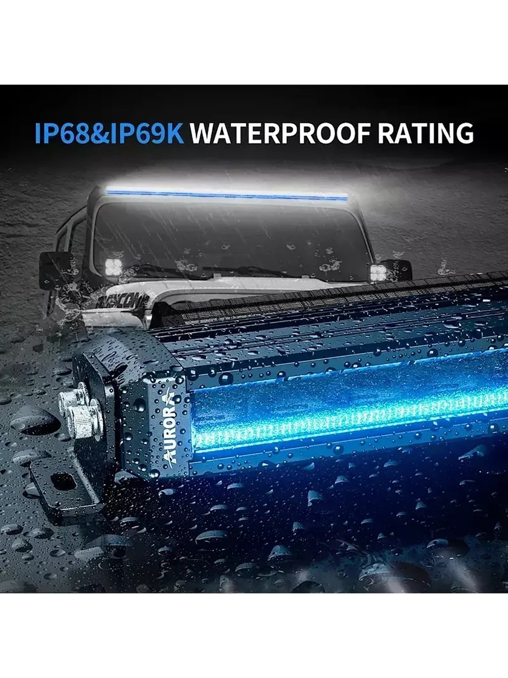 Светодиодная фара водительского света AURORA 152 мм 30W LED с RGB подсветкой