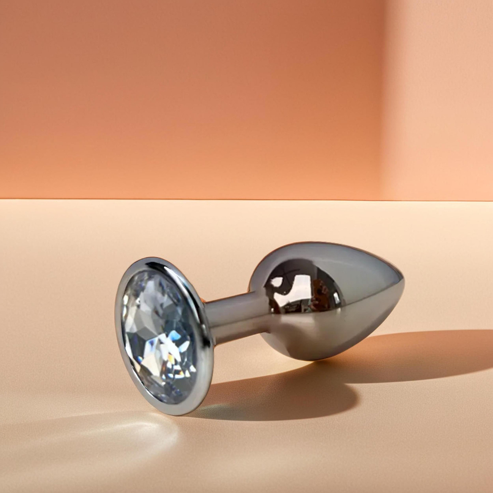 Анальная пробка металлическая с белым кристаллом Fantasy Toys (M) (M)