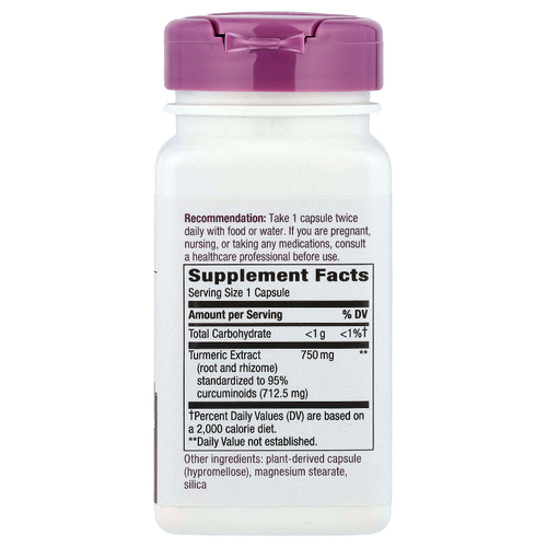 Nature's Way, Экстракт премиального качества, куркума, 750 мг, 60 веганских капсул