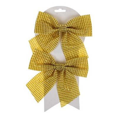 Бант на ёлку "Волшебство" 15*15 cм (набор 2 шт.) Золото (Серпантин)