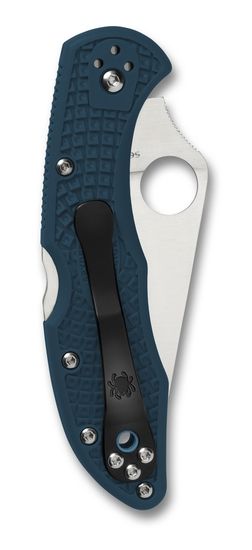 Складной нож Spyderco Delica Flat Ground Blue 11FPK390 c клинком из стали Bohler K390 Microclean, рукоять FRN