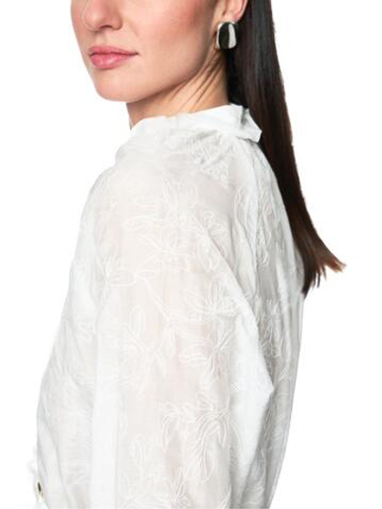 Marc Cain Блуза из тонкого хлопка с вышивкой