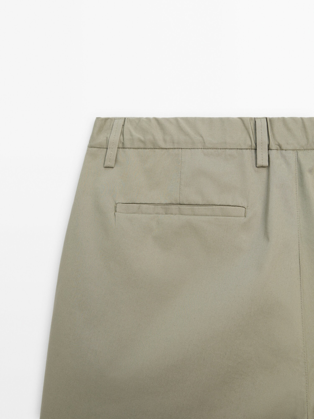 Massimo Dutti Шорты из хлопкового поплина,  цвет мха