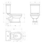 Унитаз компакт безободковый с сиденьем P-trap BelBagno BOHEME BB115CPR + BB115T