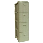 Комод узкий РОТАНГ (4 секции) белый ротанг 0,965,26х0,502м