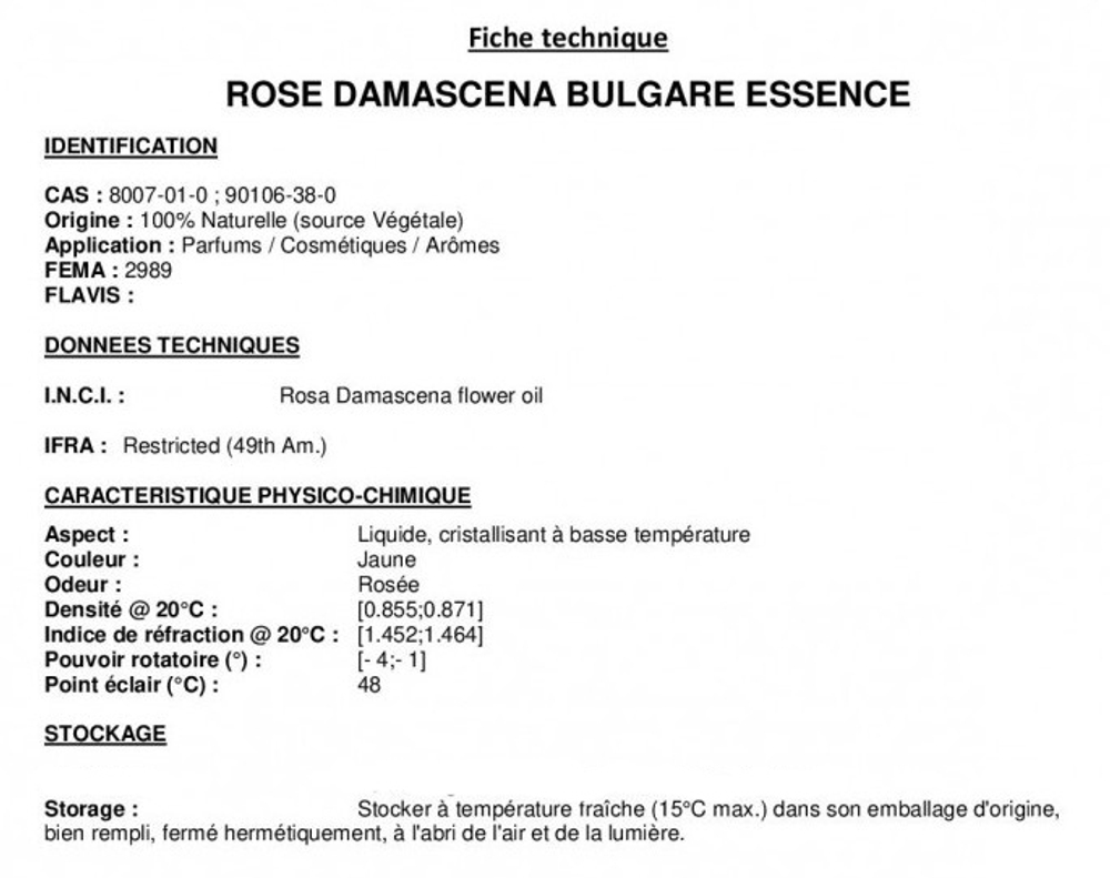 ROSE BULGARY EO / РОЗА БОЛГАРИЯ ЭО CAS 8007-01-0 и 90106-38-0