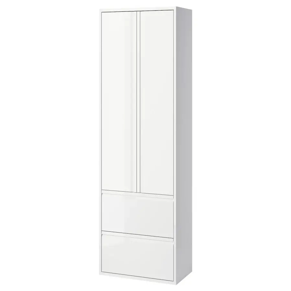Высокий шкаф с дверцами/ящиками - IKEA ÄNGSJÖN/ANGDJON/ЭНГСЬЕН ИКЕА, 195х35х60 см, белый